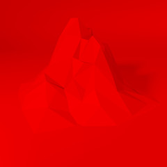Red abstract low-poly, polygonal triangular mosaic elevation background for web, presentations and prints. Vector illustration. Realistic 3D render design template. - 101133035