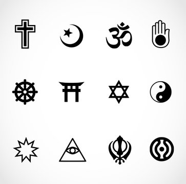 World religions signs icon set vector