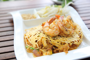 Thai food padthai fried noodle with shrimp