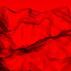 Red abstract low-poly, polygonal triangular mosaic elevation background for design concepts, posters, banners, web, presentations and prints. Vector illustration. Realistic 3D render design template.