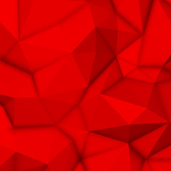 Fototapeta premium Red abstract low-poly, polygonal triangular mosaic background for design concepts, posters, banners, web, presentations and prints. Vector illustration. Realistic 3D render design template.