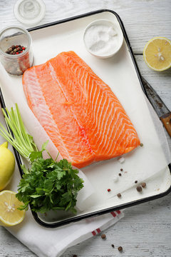 fresh trout fillet with spice