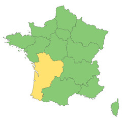 Frankreich - Aquitaine-Limousin-Poitou-Charentes (Vektor in Grün)