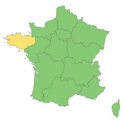 Frankreich - Bretagne (Vektor in Grün)