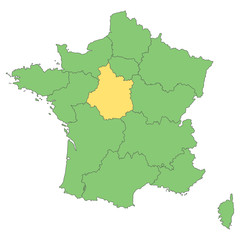 Frankreich - Centre-Val de Loire (Vektor in Grün)