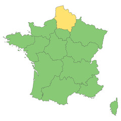 Frankreich - Nord-Pas de Calais-Picardie (Vektor in Grün)