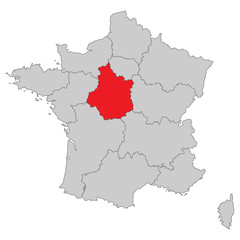 Frankreich - Centre-Val de Loire (Vektor in Rot)