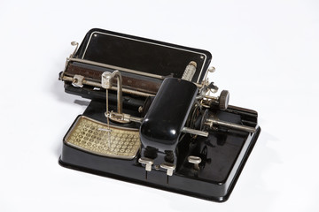 Old typewriter, blank sheet in a typewriter.