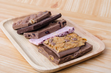 chocolates in white, dark, and milk chocolate.