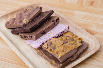 chocolates in white, dark, and milk chocolate.