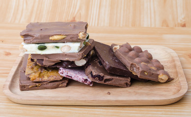 chocolates in white, dark, and milk chocolate.