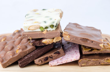 chocolates in white, dark, and milk chocolate.