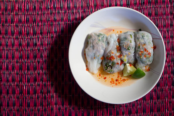 Thai steamed rice skin dumplings