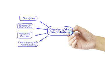 Women hand writing element of Overview of the Hazard Analysis for business concept
