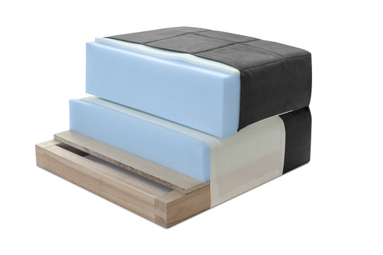Cross section of sofa, armchair, mattress and upholstery - Open