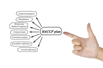 Women hand writing element of HACCP plan for business concept and use in manufacturing