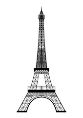Fototapeta na wymiar Eiffel Tower silhouette isolated on white. Vector EPS10.