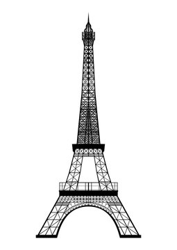 Eiffel Tower silhouette isolated on white. Vector EPS10.
