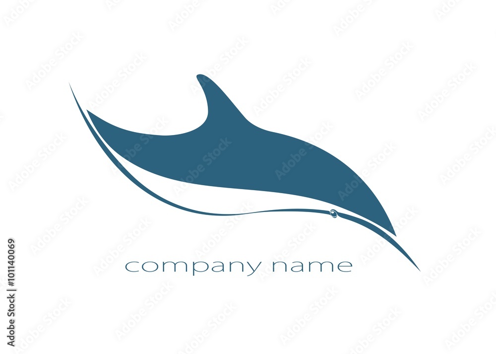 Wall mural dolphin vector logo ocean sea wave label