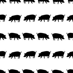 pig black shadows silhouette in lines pattern eps10
