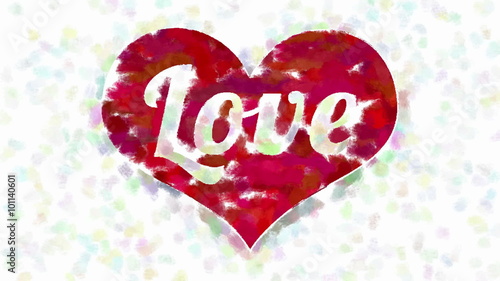 Love Inscription Inside Red Heart Symbol Forms By Abstract