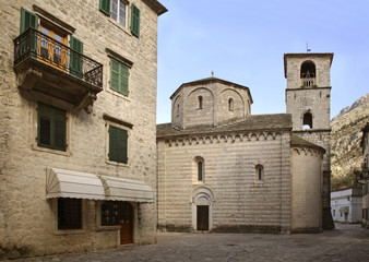 Fototapeta na wymiar Church of St. Ozana (St. Maria of river) in Kotor. Montenegro