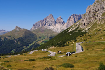 Fototapeta na wymiar Sellajoch - Sella pass in Dolomites