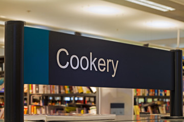  Cookery section sign inside a modern public library
