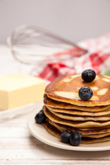 High pile of delicious pancakes