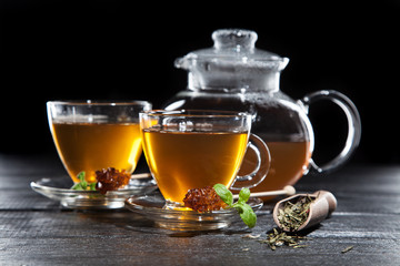 Cup of tea on dark background