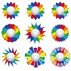 Nine rainbow icons illustration 