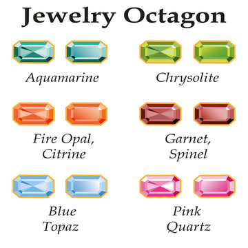 Jewelry Octagon Isolated Objects illustration 