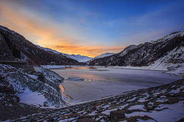 Lake Marmorera at sunrise, Switzerland