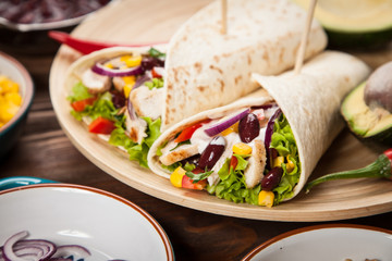 Tortilla with a mix of ingredients