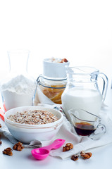 Oatmeal porridge with  glass of milk