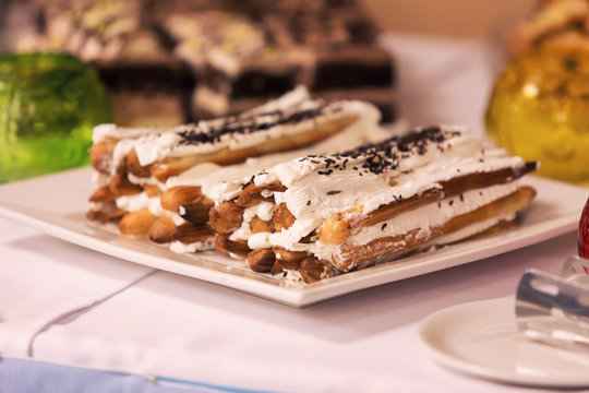 appetizing eclairs on a table