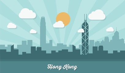 Naklejka premium Hong Kong skyline