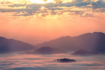 Fototapeta premium fog and cloud mountain valley landscape