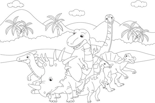 Styracosaurus, spinosaurus, tyrannosaur, stegosaurus and parasau