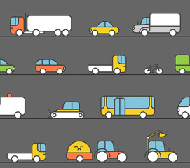 Different transport silhouette icons collection. Seamless patter