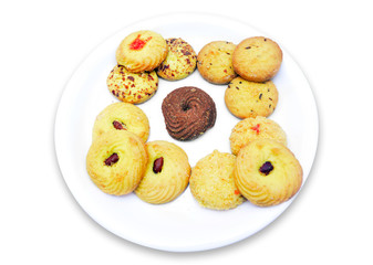 Biscuits in plate isolated on white background