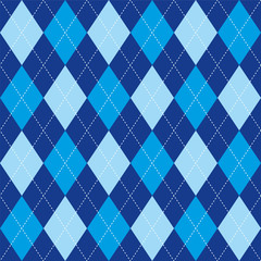 Argyle pattern blue rhombus seamless texture, illustration 