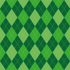 Fototapeta na wymiar Argyle pattern green rhombus seamless texture, illustration