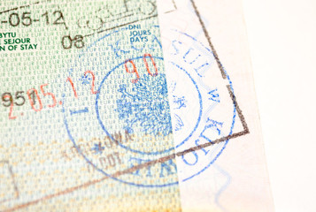 European Schengen visa stamp in the passport