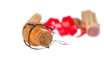 Cork from champagne on white background
