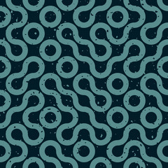 Vector Seamless Wavy Lines Irregular Retro Grungy Navy Blue Pattern