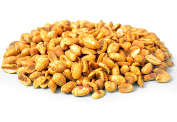 Fried peanut isolated on white background