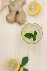 Lemonade with lemon and ginger