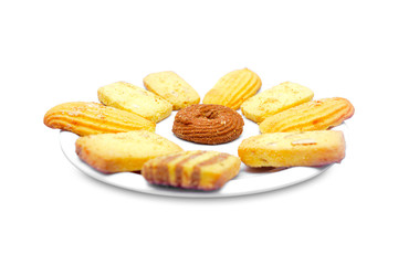 Biscuits in plate isolated on white background