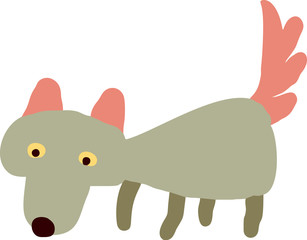 Kids Drawing of a Wolf. Vector Illustration